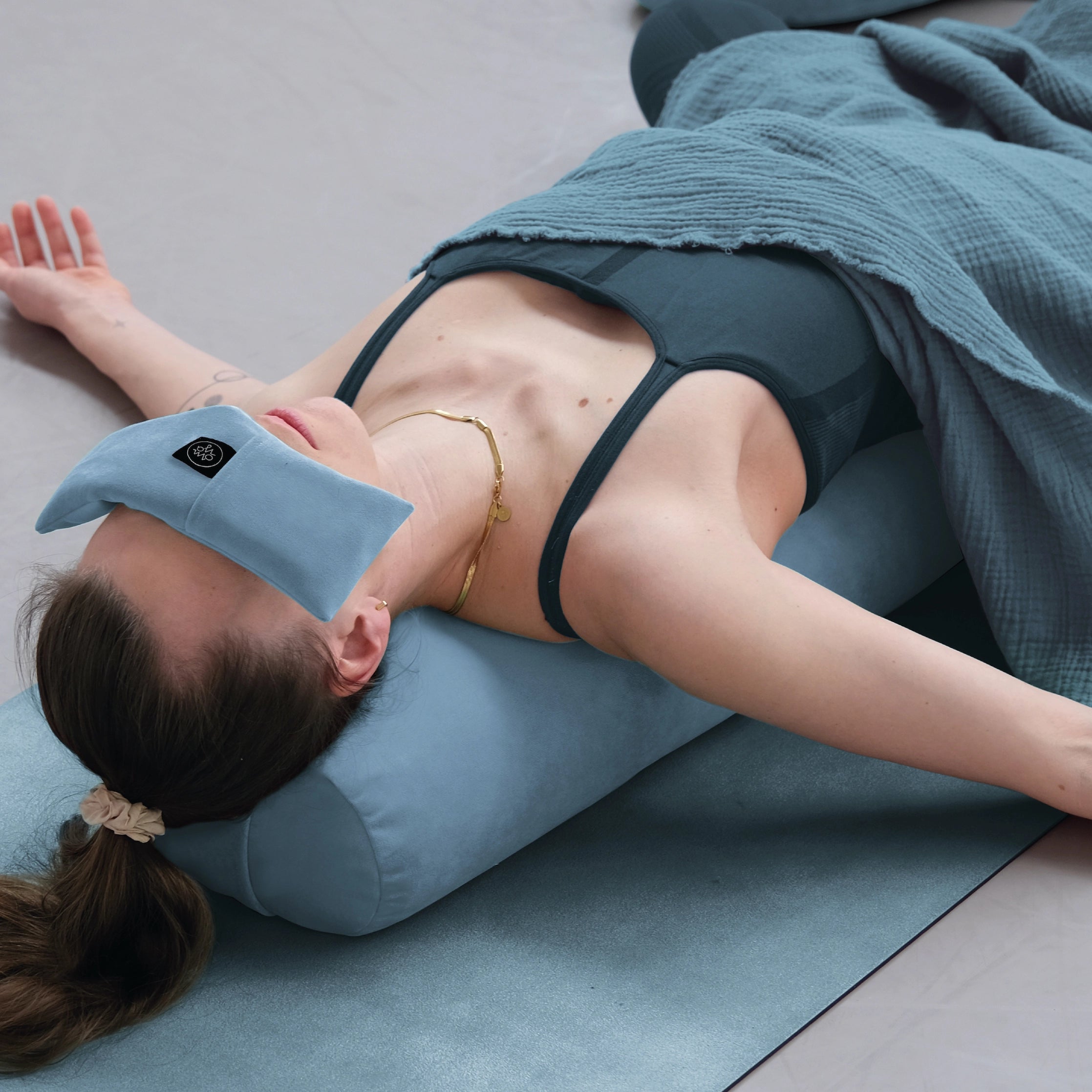 Shavasana Decke - Aqua Musselin